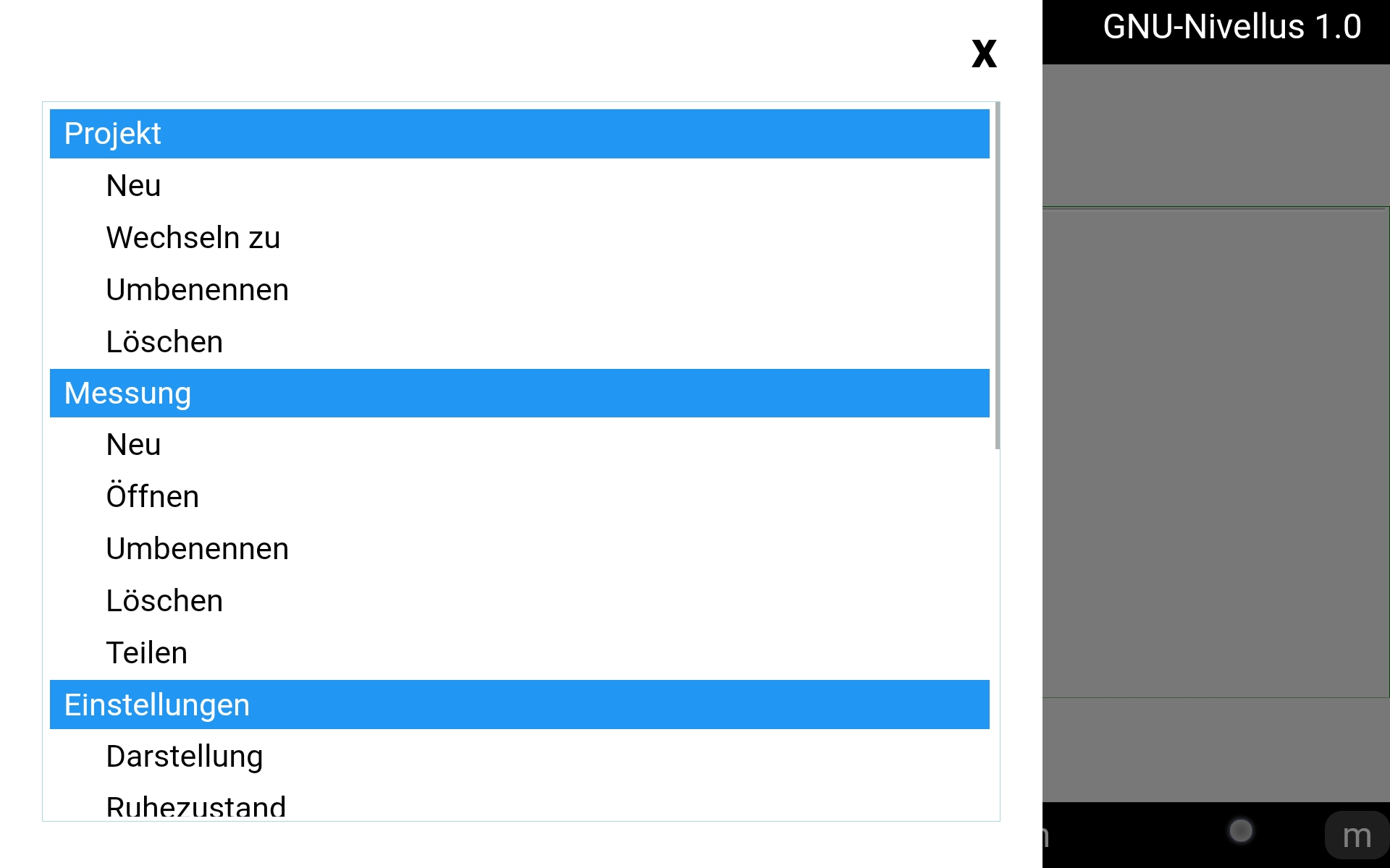 GNU-Nivellus Menü