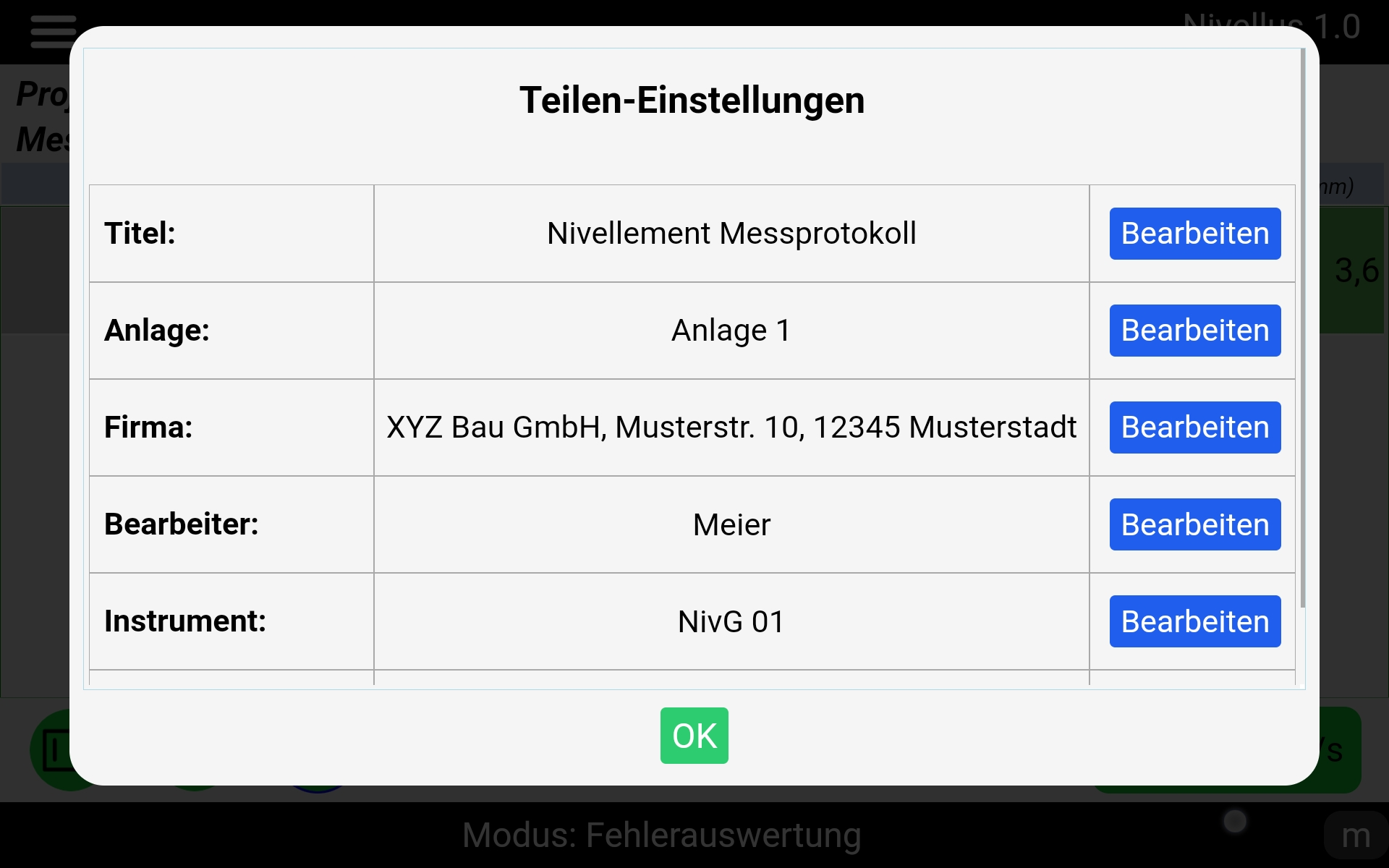 Android app GNU-Nivellus - Teilen-Einstellungen